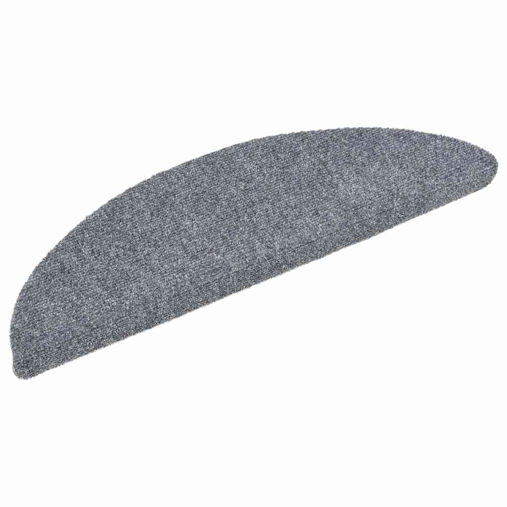 Stair Mats Self-adhesive 30 pcs 56x17x3 cm Light Grey Half Round