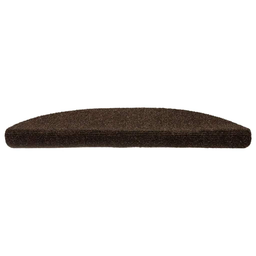 Stair Mats Self-adhesive 30 pcs 56x17x3 cm Brown Half Round