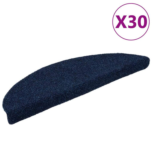 Stair Mats Self-adhesive 30 pcs 56x17x3 cm Navy Half Round