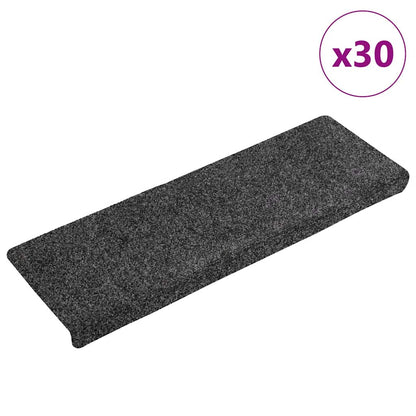 Stair Mats Self-adhesive 30 pcs 65x21x4 cm Dark Grey Rectangular Edge