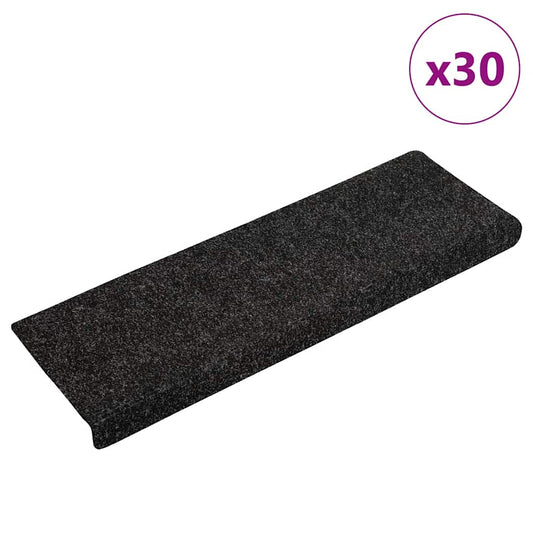 Stair Mats Self-adhesive 30 pcs 65x21x4 cm Black Rectangular Edge