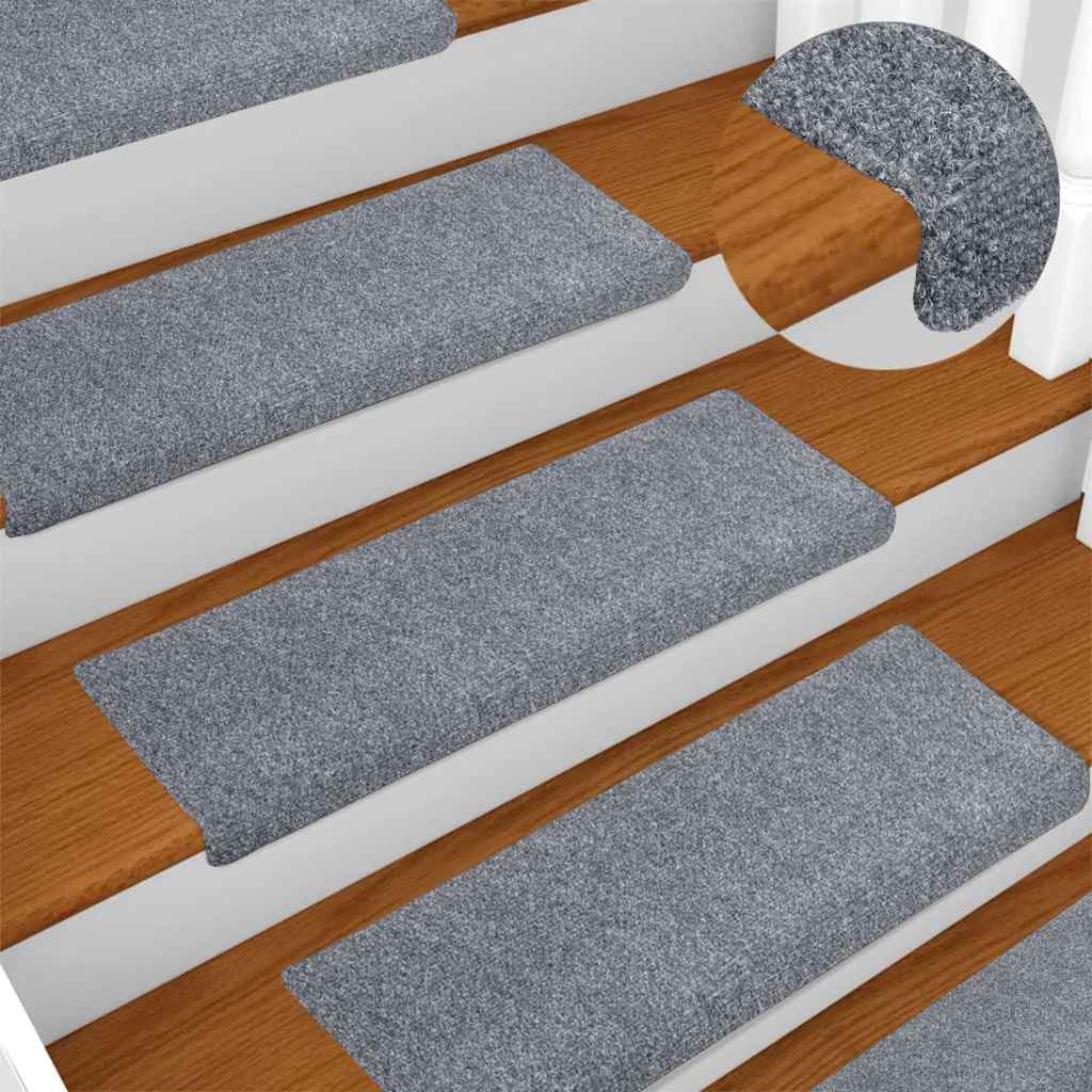 Stair Mats Self-adhesive 30 pcs 65x21x4 cm Light Grey Rectangular Edge