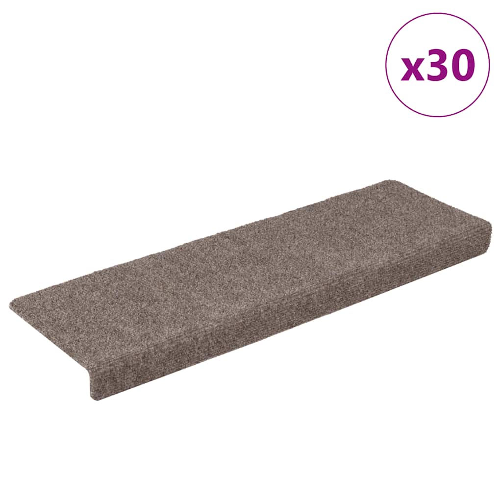 Stair Mats Self-adhesive 30 pcs 65x21x4 cm Beige Rectangular Edge