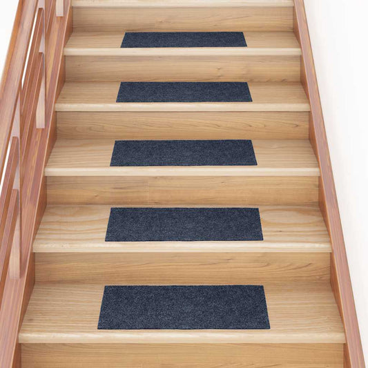 Stair Mats Self-adhesive 30 pcs 60x25 cm Grey Blue Rectangular