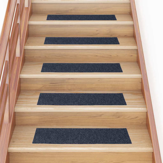Stair Mats Self-adhesive 30 pcs 76x20 cm Grey Blue Rectangular