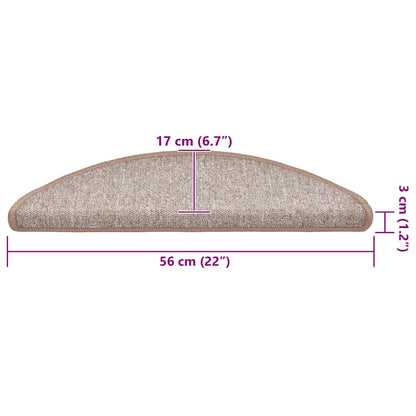 Stair Mats 30 pcs 56x17x3 cm Light Brown Half Round