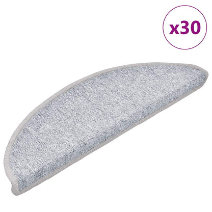 Stair Mats 30 pcs 56x17x3 cm Light Grey Half Round