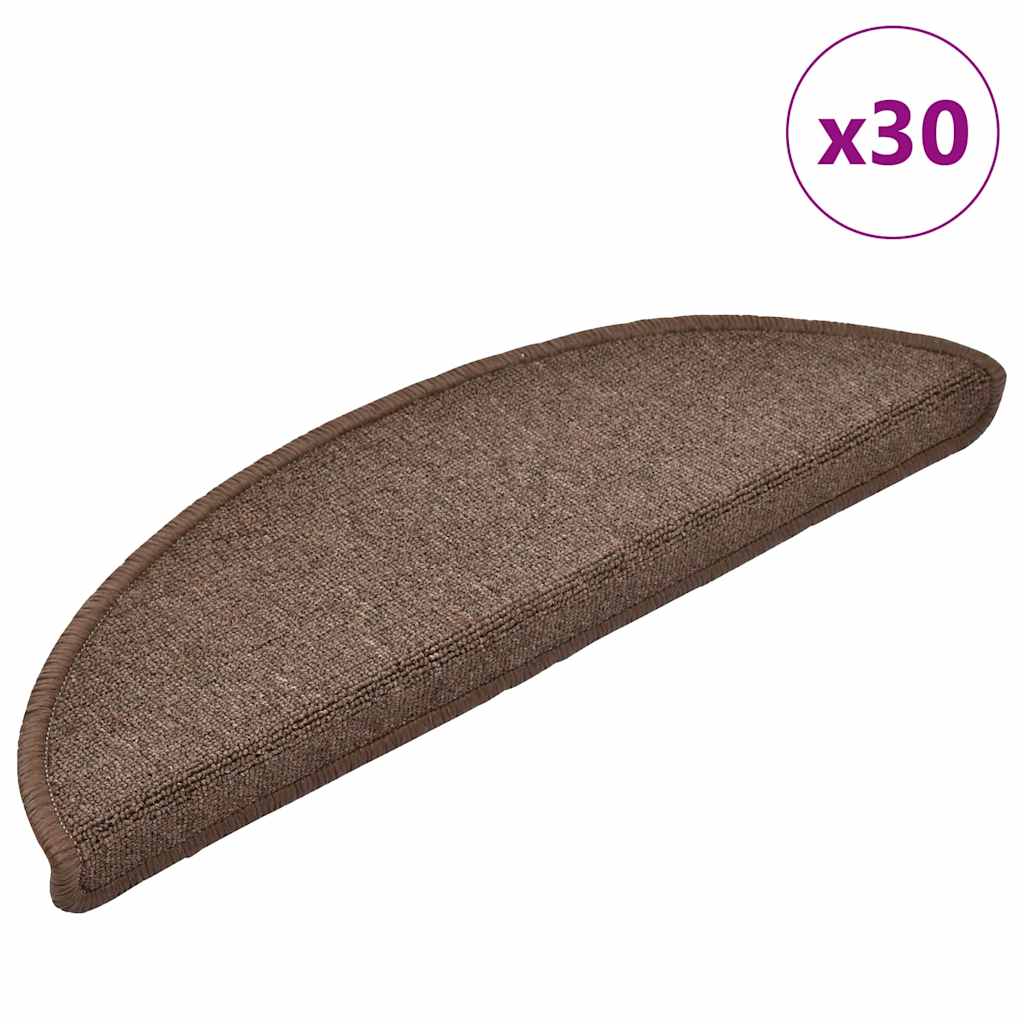 Stair Mats 30 pcs 56x17x3 cm Coffee Brown Half Round