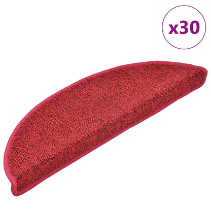 Stair Mats 30 pcs 56x17x3 cm Red Half Round