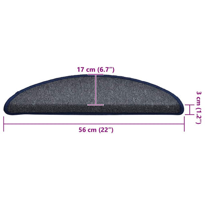 Stair Mats 30 pcs 56x17x3 cm Dark Grey and Blue Half Round