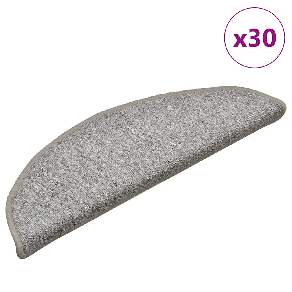 Stair Mats 30 pcs 56x17x3 cm Light Grey Half Round