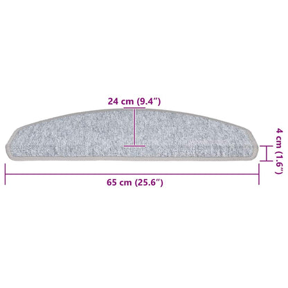 Stair Mats 30 pcs 65x24x4 cm Light Grey Half Round Large