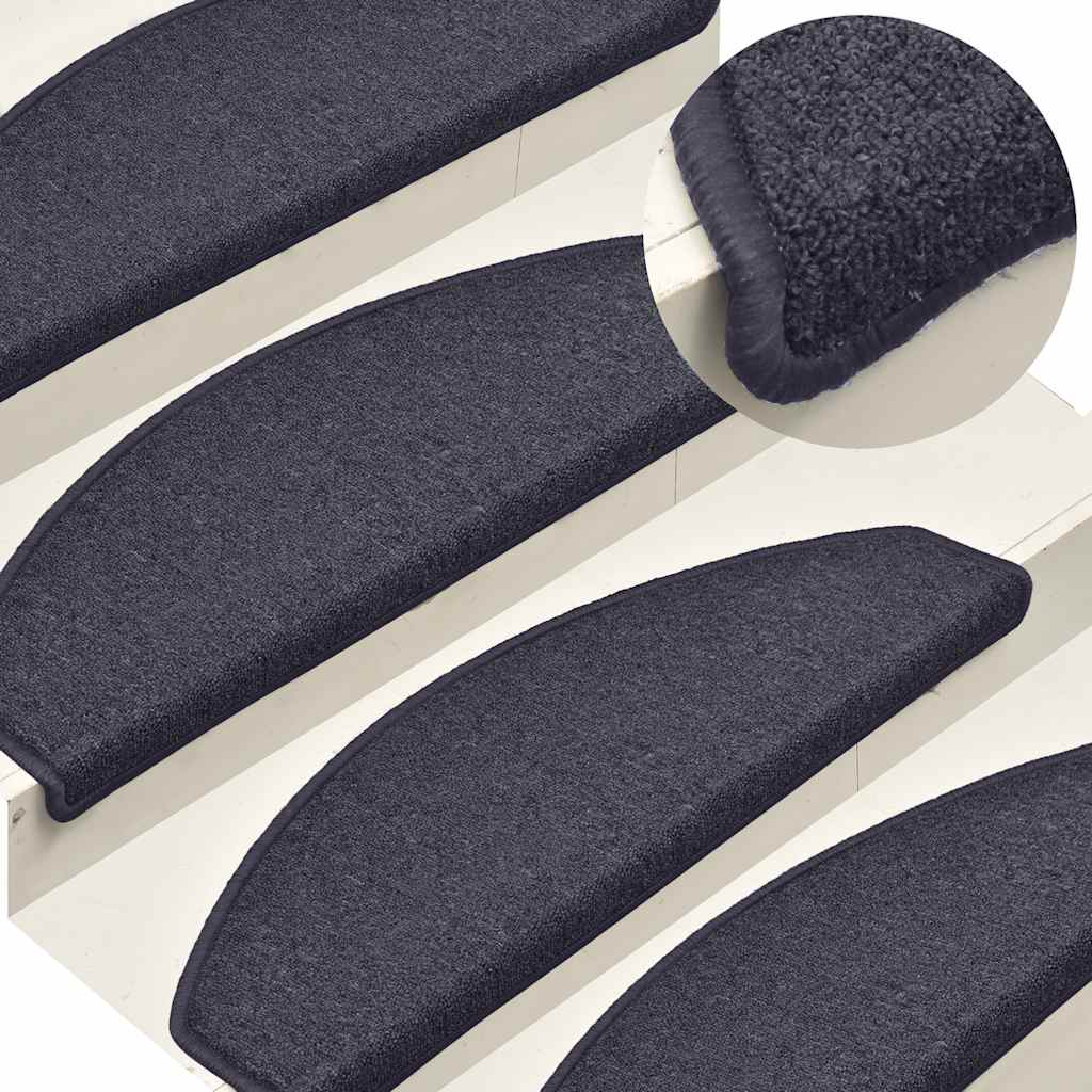 Stair Mats 30 pcs 65x24x4 cm Dark Grey and Blue Half Round Large