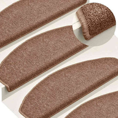 Stair Mats 30 pcs 65x24x4 cm Brown Half Round Large