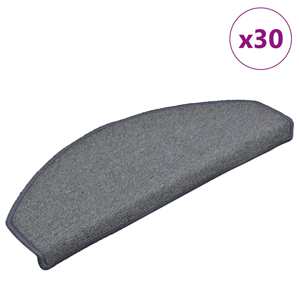Stair Mats 30 pcs 65x24x4 cm Light Grey and Blue Half Round Large