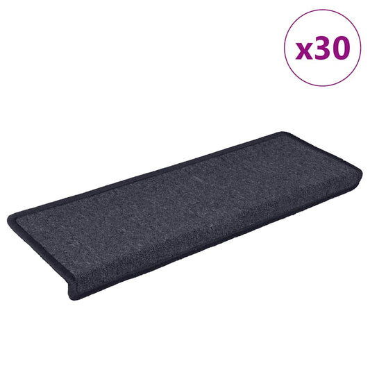 Stair Mats 30 pcs 65x21x4 cm Dark Grey and Blue Rectangular Edge