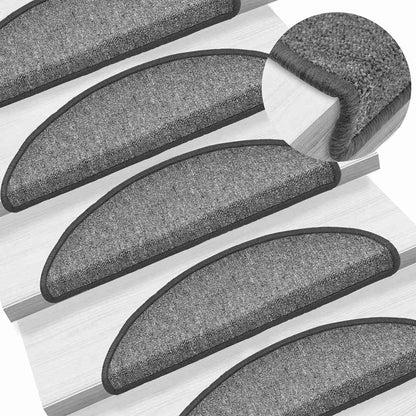 Stair Mats 20 pcs 56x17x3 cm Dark Grey Half Round