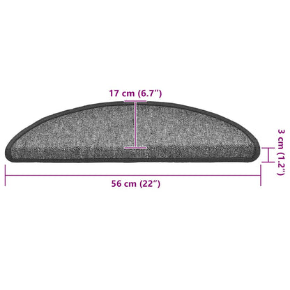 Stair Mats 20 pcs 56x17x3 cm Dark Grey Half Round