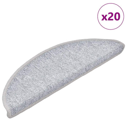Stair Mats 20 pcs 56x17x3 cm Light Grey Half Round