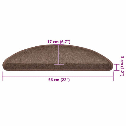 Stair Mats 20 pcs 56x17x3 cm Coffee Brown Half Round