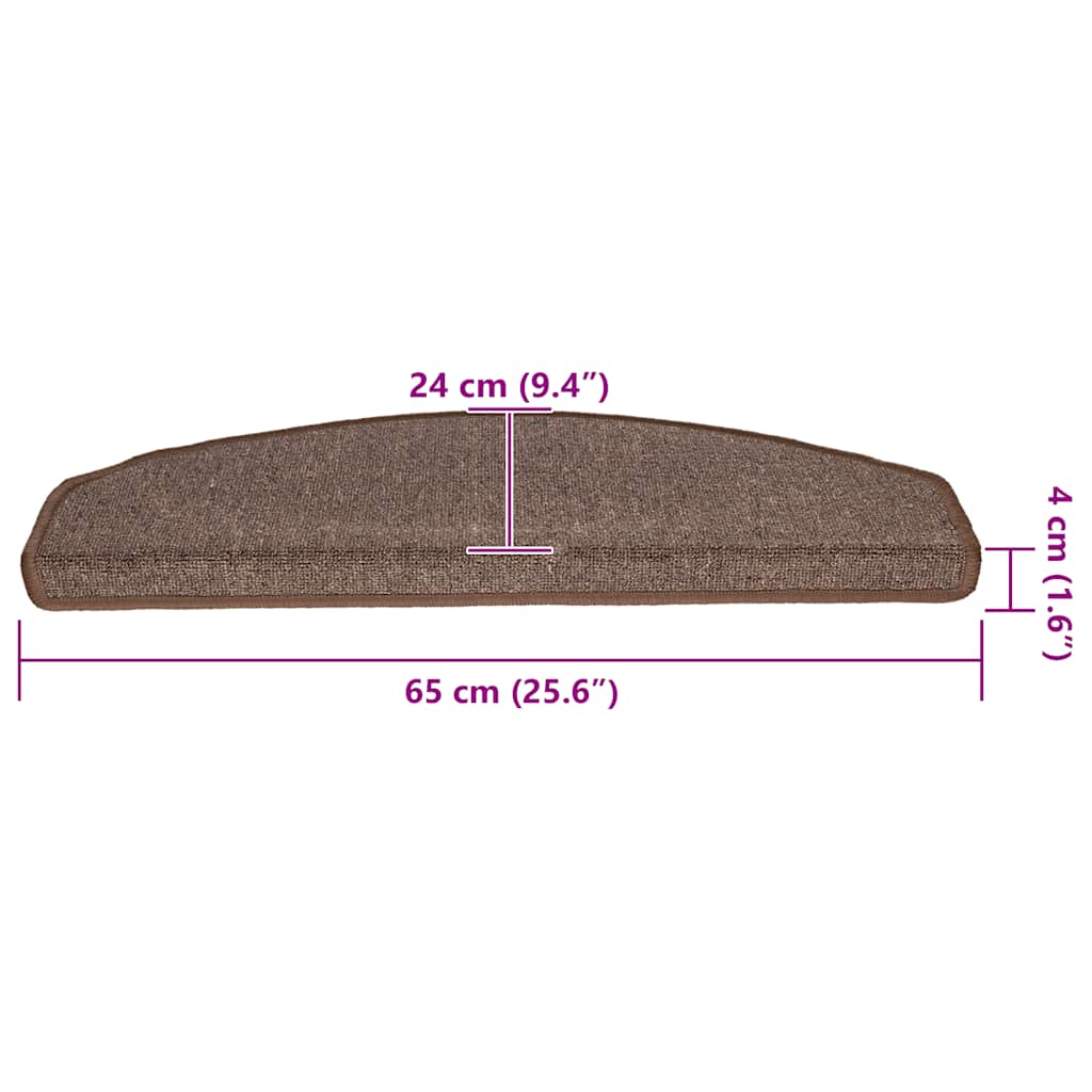 Stair Mats 20 pcs 65x24x4 cm Coffee Brown Half Round Large