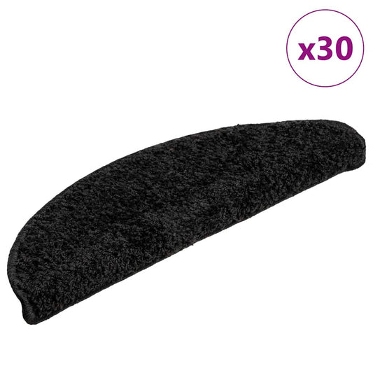 Stair Mats 30 pcs 56x17x3 cm Black Half Round
