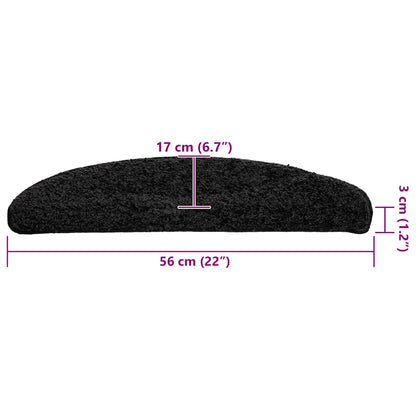 Stair Mats 30 pcs 56x17x3 cm Black Half Round