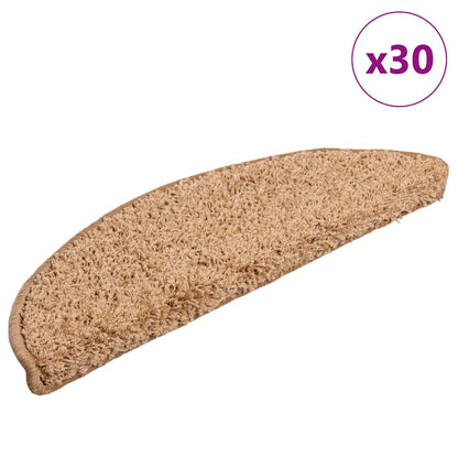 Stair Mats 30 pcs 56x17x3 cm Beige Half Round