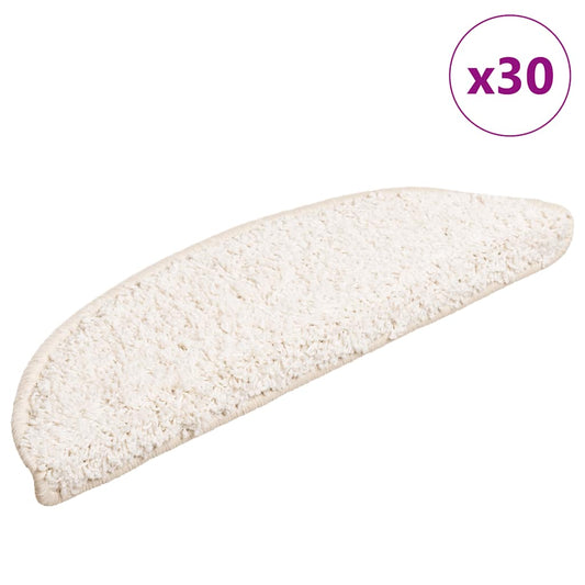 Stair Mats 30 pcs 56x17x3 cm White Half Round