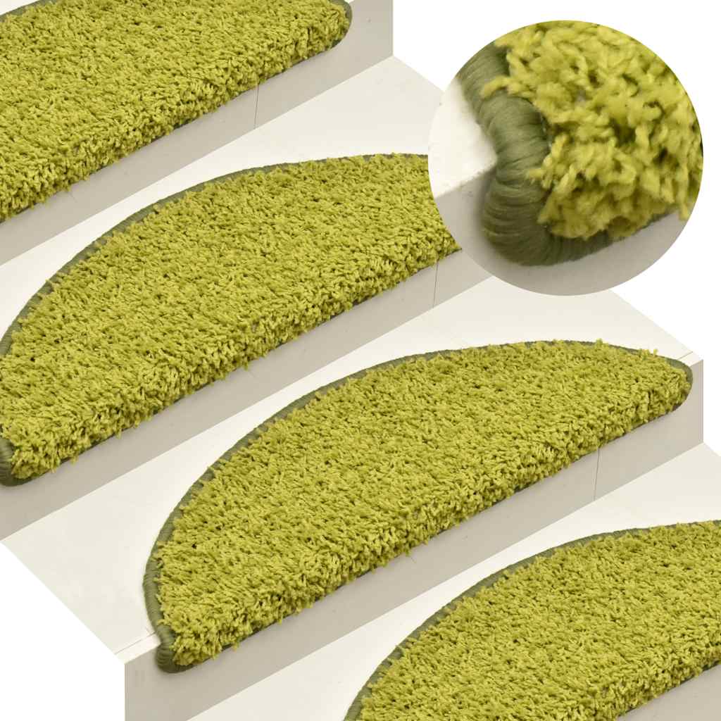 Stair Mats 30 pcs 56x17x3 cm Green Half Round