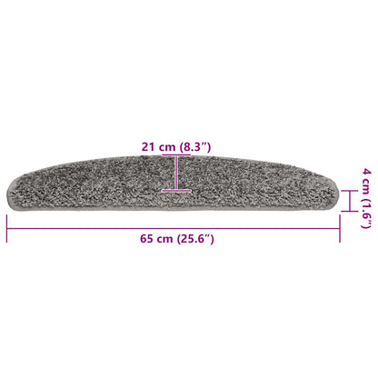 Stair Mats 30 pcs 65x21x4 cm Grey Half Round Large