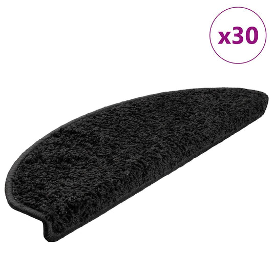 Stair Mats 30 pcs 65x21x4 cm Black Half Round Large