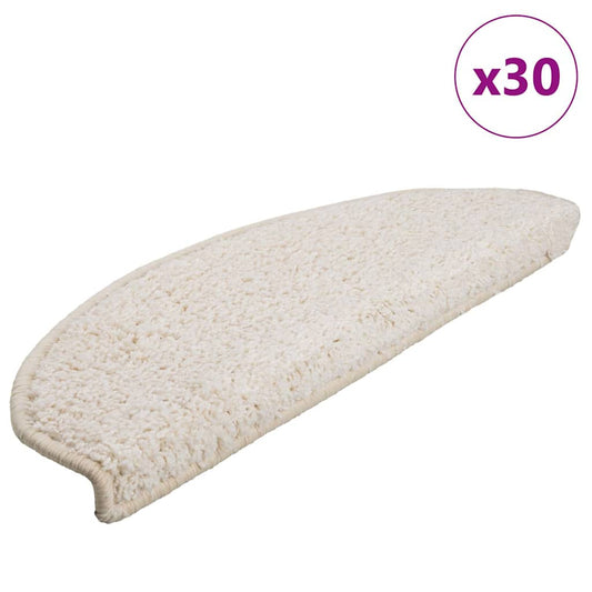 Stair Mats 30 pcs 65x21x4 cm White Half Round Large