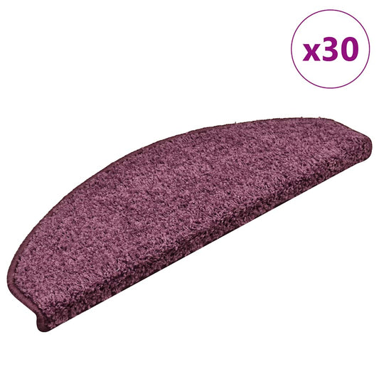 Stair Mats 30 pcs 65x21x4 cm Dark Purple Half Round Large