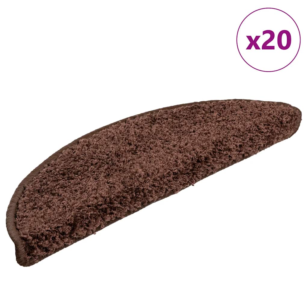 Stair Mats 20 pcs 56x17x3 cm Brown Half Round