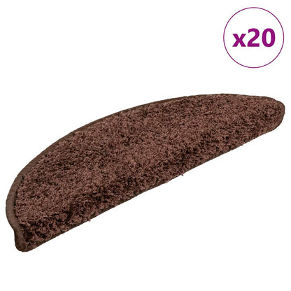 Stair Mats 20 pcs 56x17x3 cm Brown Half Round