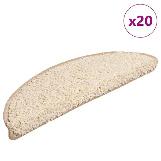Stair Mats 20 pcs 56x17x3 cm Cream Half Round