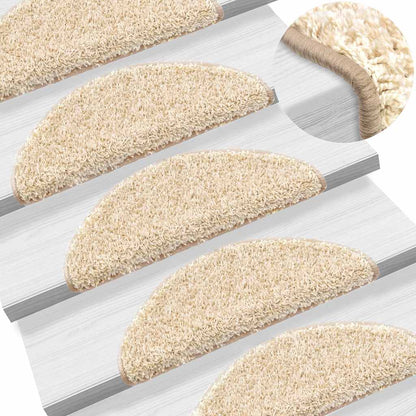Stair Mats 20 pcs 56x17x3 cm Cream Half Round