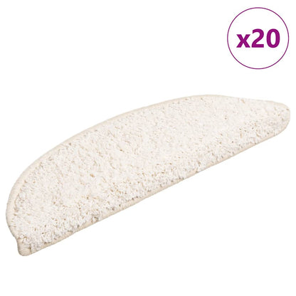 Stair Mats 20 pcs 56x17x3 cm White Half Round