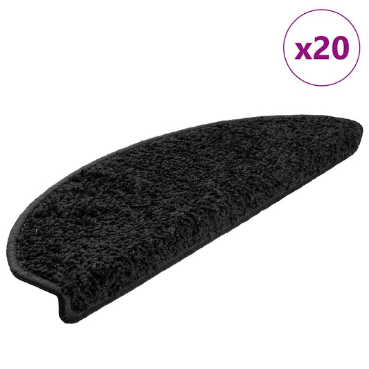 Stair Mats 20 pcs 65x21x4 cm Black Half Round Large