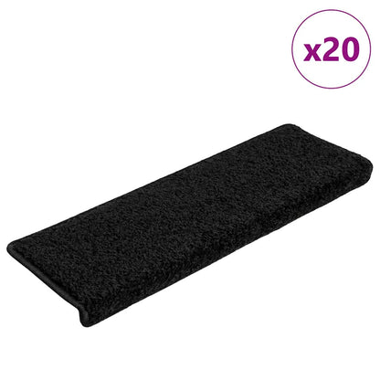 Stair Mats 20 pcs 65x21x4 cm Black Rectangular Edge