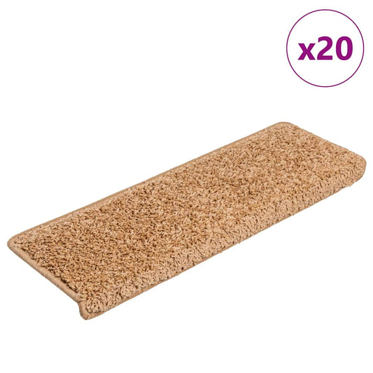 Stair Mats 20 pcs 65x21x4 cm Beige Rectangular Edge