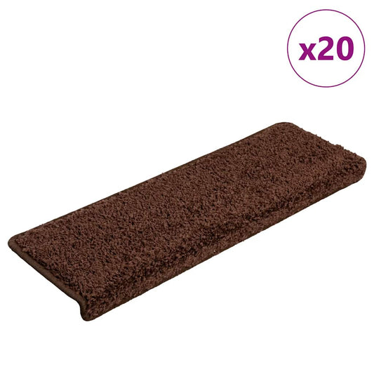 Stair Mats 20 pcs 65x21x4 cm Brown Rectangular Edge