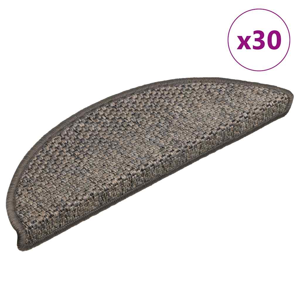 Stair Mats Self-adhesive Sisal-Look 30 pcs 56x17x3 cm Grey and Beige