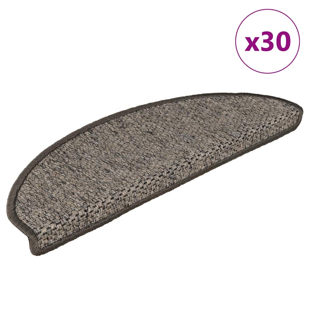 Stair Mats Self-adhesive Sisal-Look 30 pcs 65x21x4 cm Grey and Beige