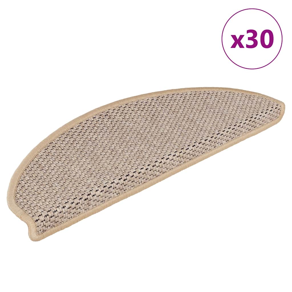 Stair Mats Self-adhesive Sisal-Look 30 pcs 65x21x4 cm Light Beige