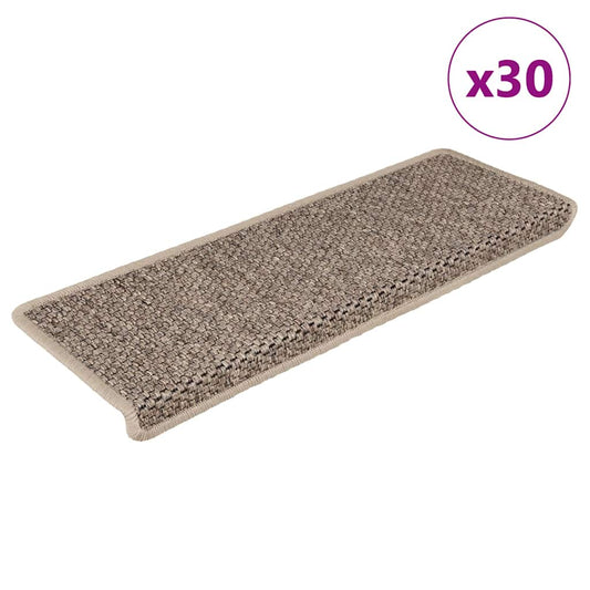 Stair Mats Self-adhesive Sisal-Look 30 pcs 65x21x4cm Dark Beige