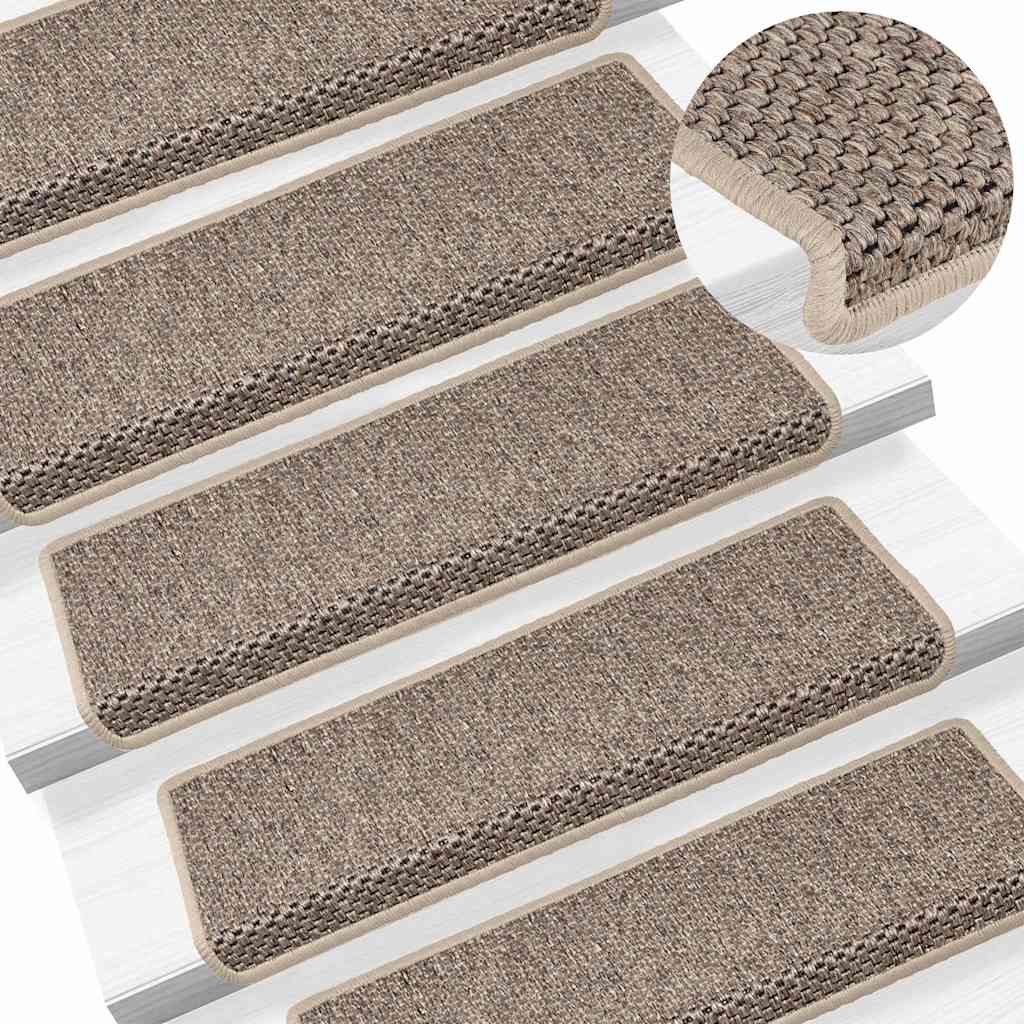 Stair Mats Self-adhesive Sisal-Look 30 pcs 65x21x4 cm Dark Beige