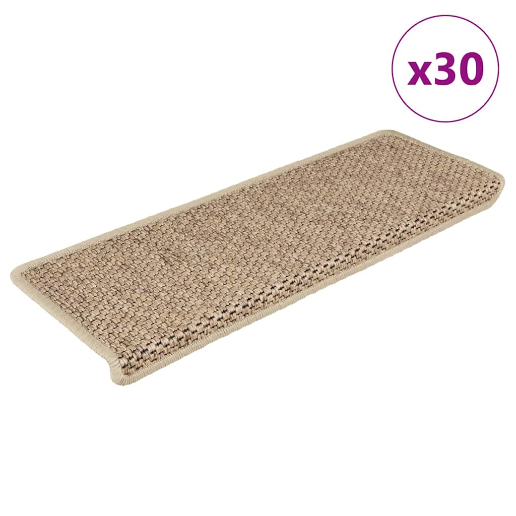 Stair Mats Self-adhesive Sisal-Look 30 pcs 65x21x4 cm Sand