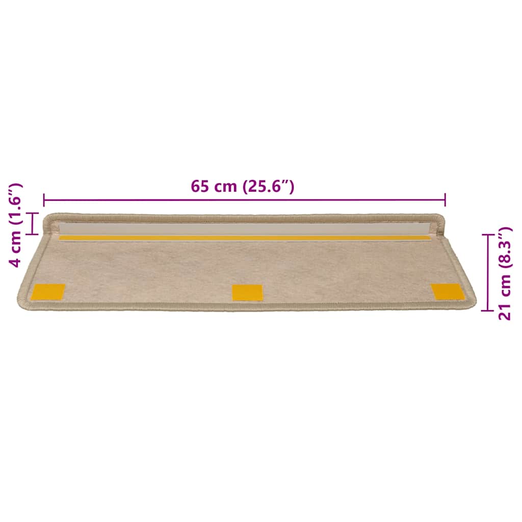 Stair Mats Self-adhesive Sisal-Look 30 pcs 65x21x4 cm Sand